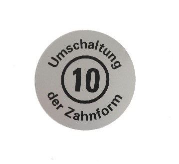 Schild Zahnformumschalt. deut.100.00.44 